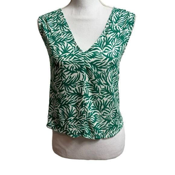 TOPSHOP TOP MATISSE BACK TIE TANK TOP GREEN LEAF SIZE US 10 NEW - Picture 2 of 6